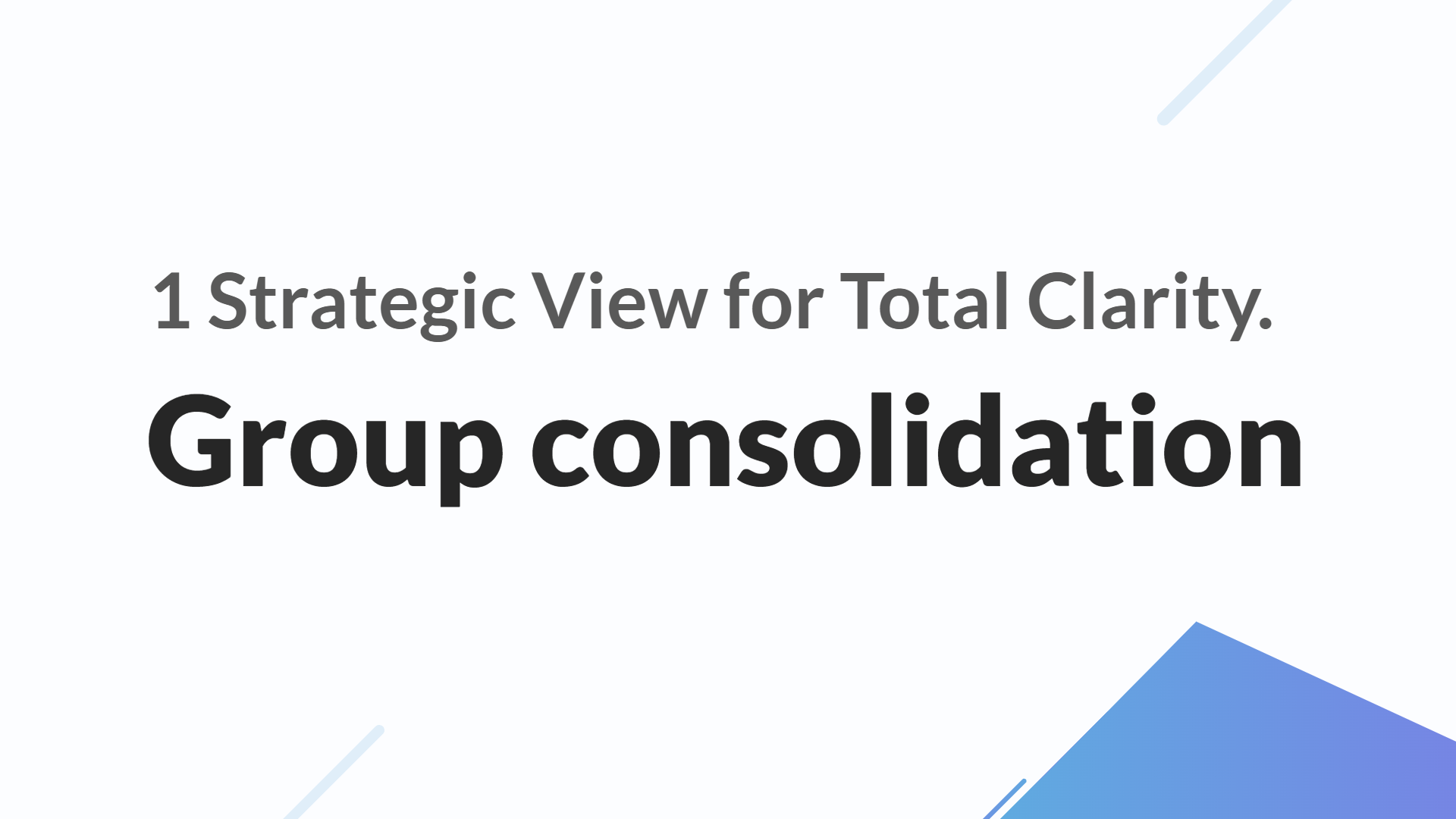 Group Consolidation: 1 Strategic View for Total Clarity